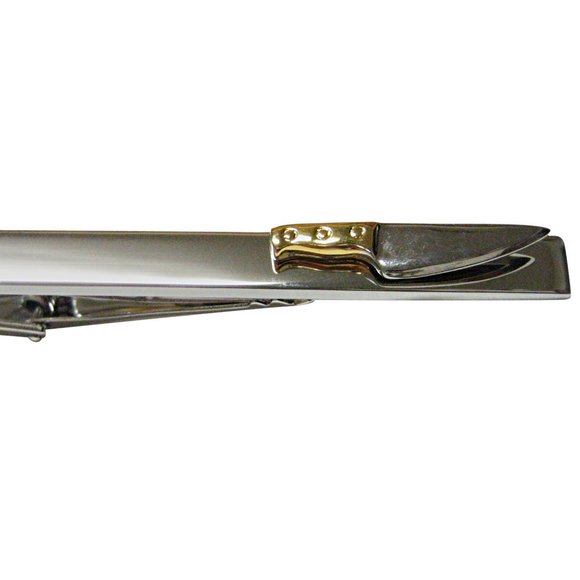 Gold and Silver Toned Culinary Knife Tie Clip - Picture 1 of 2